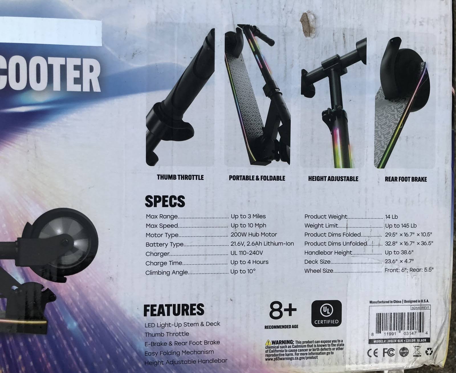 Razor Black Label E100 Electric Scooter for Kids