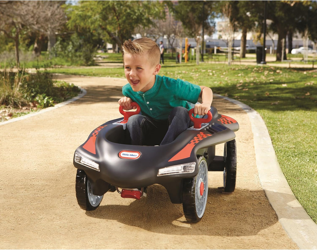 Little Tikes Jett Car Racer Black, Ride On Car with Adjustable Seat Back, Dual Handle Rear Wheel Steering, Racing Control, Kid Powered Fun, Great Gift for Kids, Toys for Girls Boys Ages 3-10 Years