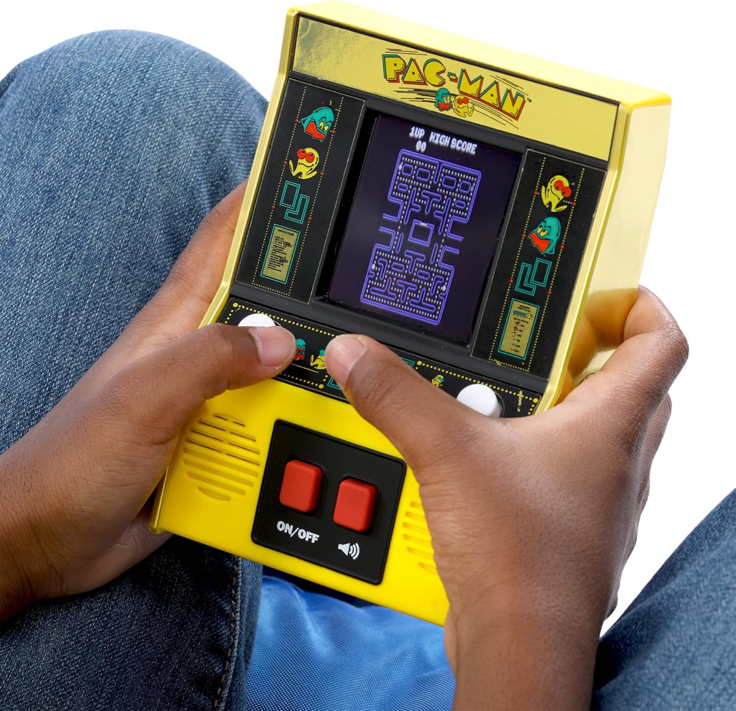 Basic Fun Arcade Classics - Pac-Man Color LCD Retro Mini Arcade Game, 2 Players, Yellow