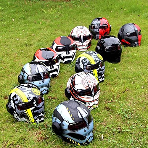 XINLIFE Motorcycle Helmet Full Face Predator Helmet Motorcycle, Personality Cool Flip Open Helmet Mask for Motorcycle, Scooter Or Club Parties and Cosplay Prop, DOT Certified