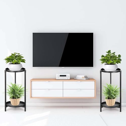 3 Tier Plant Stand Indoor Outdoor - Tall Metal Flower Pot Holder Potted Display Rack - Heavy Duty Corner Plant Shelf for Patio Garden Balcony Living Room Bedroom Black