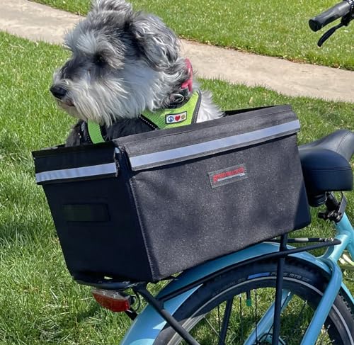 Bushwhacker Portland - Bike Rack Dog, Grocery and Goods Carrier - Bicycle Pannier Crate Cycling Basket Trunk Bag Rear Bed Storage Leash Carry Cargo Pet Commuter Behind Seat Accessories Ebike