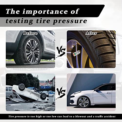 Tire Pressure Monitor Valve Stem Caps, Universal 32PSI Car Tire Pressure Monitor Valve Stem Caps Sensor Indicator, 3 Colors Alarm Tire Indicator, Universal Valve Stem Caps for Cars, SUVs, Trucks