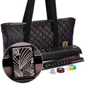 Yellow Mountain Imports American Mahjong Set, Deco with Black Soft Case - All-in-One Racks with Pushers, Dice, Wind Indicator u0