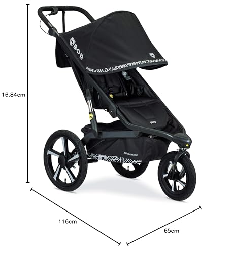 BOB Gear Bundle, Alterrain Pro Jogging Stroller, Black + Deluxe Snack Tray for Single Jogging Strollers + BOB Gear Deluxe Handlebar Console with Tire Pump for Single Jogging Strollers, Black