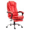 HOMCOM High Back Reclining PU Leather Executive Office Chair with Footrest (Red)