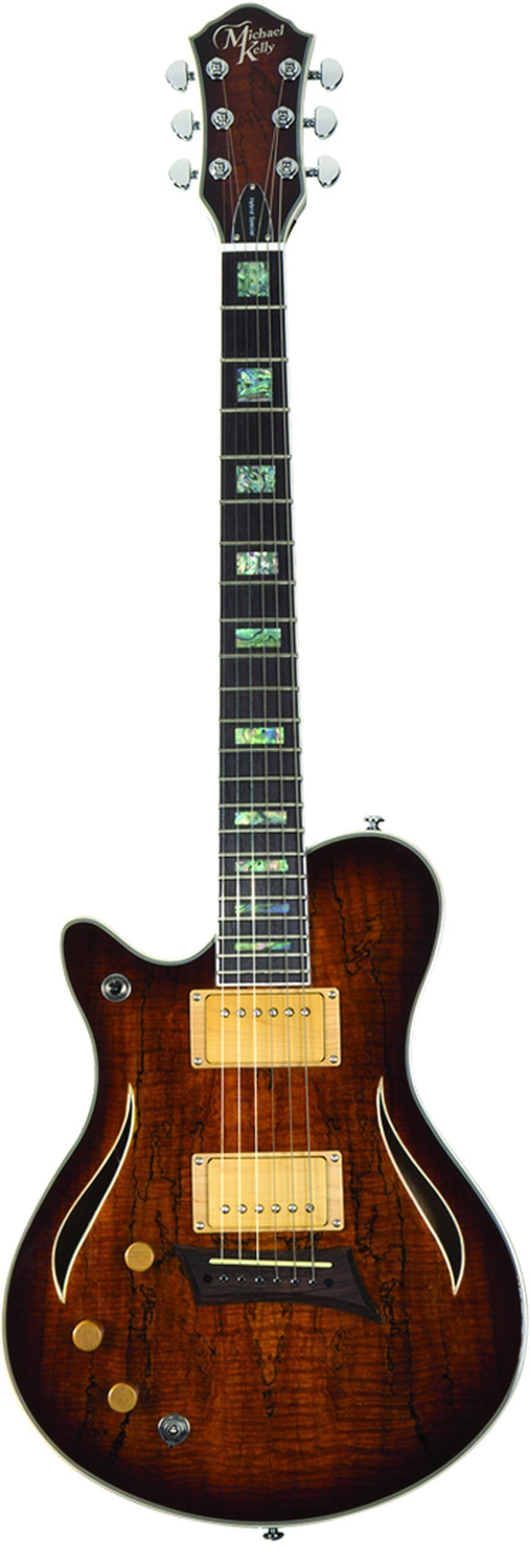 Michael Kelly Hybrid Special Electric Guitar, Left Handed, Spalted Maple Burst