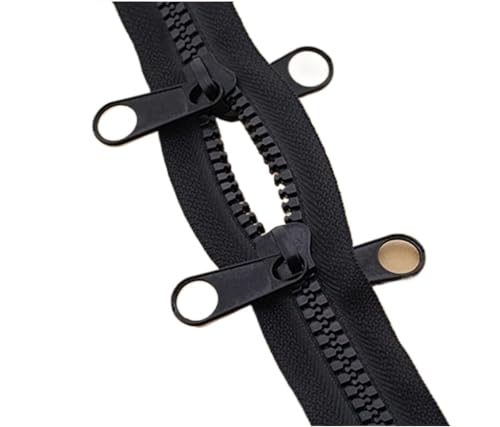 Nylon Coil Zipper,Replacement Sewing Zipper,10# Resin Zipper Double Zip Sliders, 100cm/200cm for Tent Bags Outdoor Travel Long Coat (Color : Black, Length : 100cm) (Color : Svart, Size : 100cm) (Colo