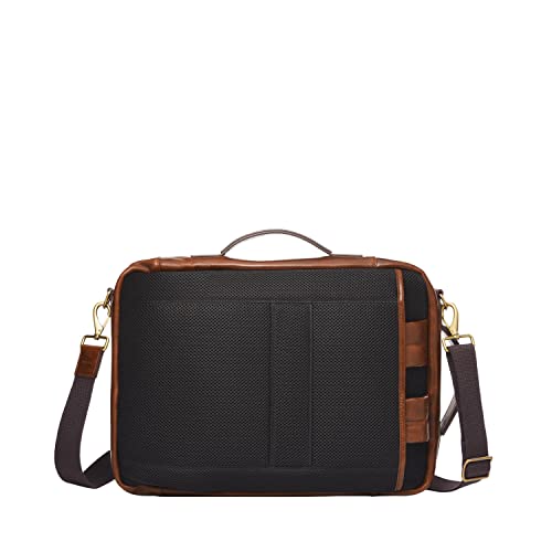 Fossil Men's Buckner Leather Medium Convertible Travel Backpack and Briefcase Messenger Bag, Cognac , (Model: MBG9599222)