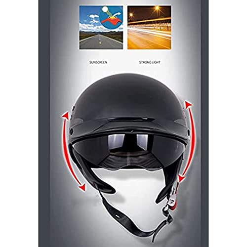 Motorcycle Half Helmet Vintage Scooter Helmet Women's Men's Retro Motorcycle Helmet DOT Certified Lightweight Breathable Street Sun Protection Moped Helmet with Sun Protection Goggles
