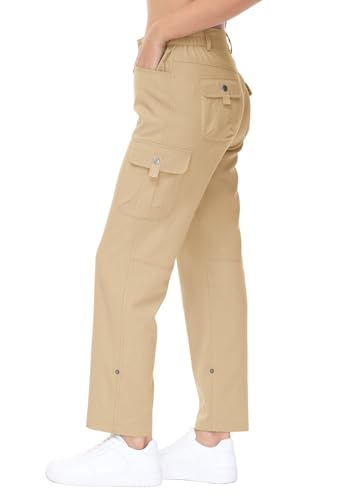 YSENTO Womens Cargo Hiking Pants with 6 Pockets Lightweight Stretch Quick Dry Camping Travel Pants Roll Up