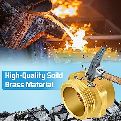 Fire Hydrant Hose Adapter, Hex Nipple Fire Hose Fitting Double Male Brass Fire Hydrant Adapter