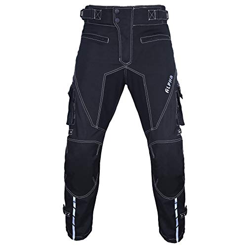 Dirt Bike Motocross Motorcycle pants for men hi Vis armor riding racing dual sports overpants atv mx bmx (BLACK, WAIST 40"-42" INSEAM 34")