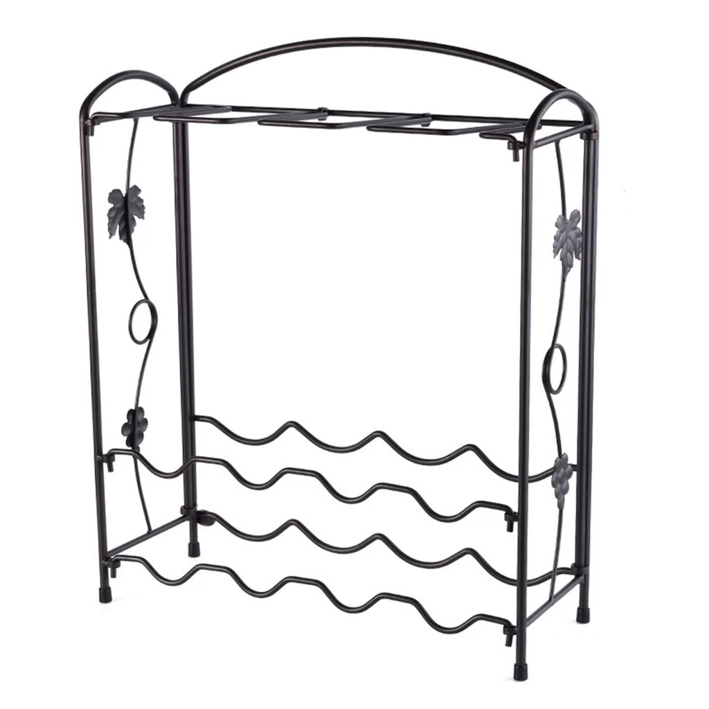 ZhdnBhnos 2-Tier 8 Bottles Stackable Wine Rack Countertop Glasses Storage Organizer Floor Standing Holder Display Shelf
