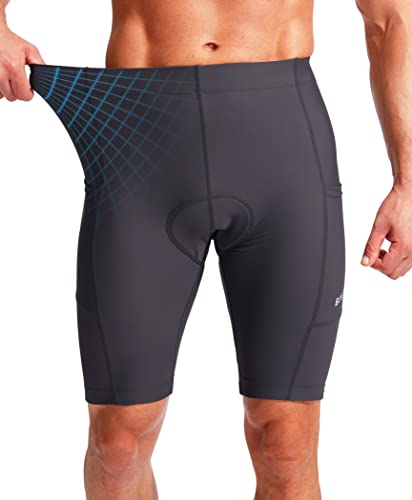 Bikewa Men's Bike Shorts 3D Padded Cycling Road Biking Mountain Riding Biker Bicycle UPF 50+ Cycle Shorts Zipper Pockets