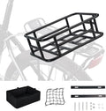 Rear Bike Basket with Black Liner, Cargo Net Large Rear Removable Metal Bicycle Basket, Heavy Duty Rear Basket for Electric Bike, Great for Bike Trip Carrying Grocery Dog