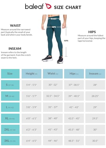 BALEAF Men's Winter Running Tights Thermal Cycling Pants Water Resistant Fleece Leggings Zipper Pockets Cold Weather Gear