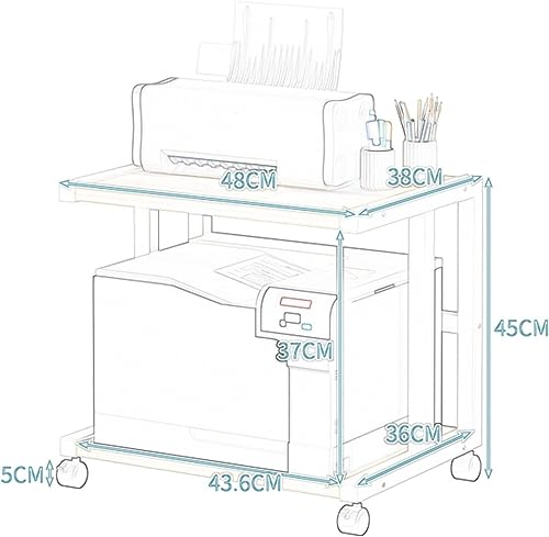 Printer Stand Printer Stand with Wheels, Under Desk Printer Stand, 2 Tier Printer Shelf Printer Copier Stand for Home Office Microwave Rack Shelf