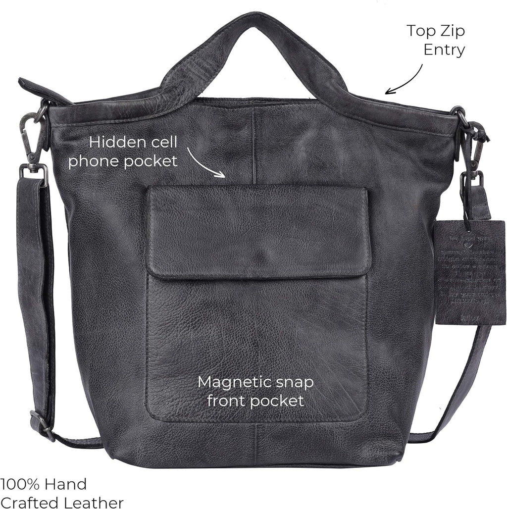 Latico Leathers Bianca Leather Tote Bag for Women (Brown) - Made From 100% Authentic Leather Handcrafted by Artisans - Top Handle Crossbody Bag Versatile Women Purses and Handbags for Work & School