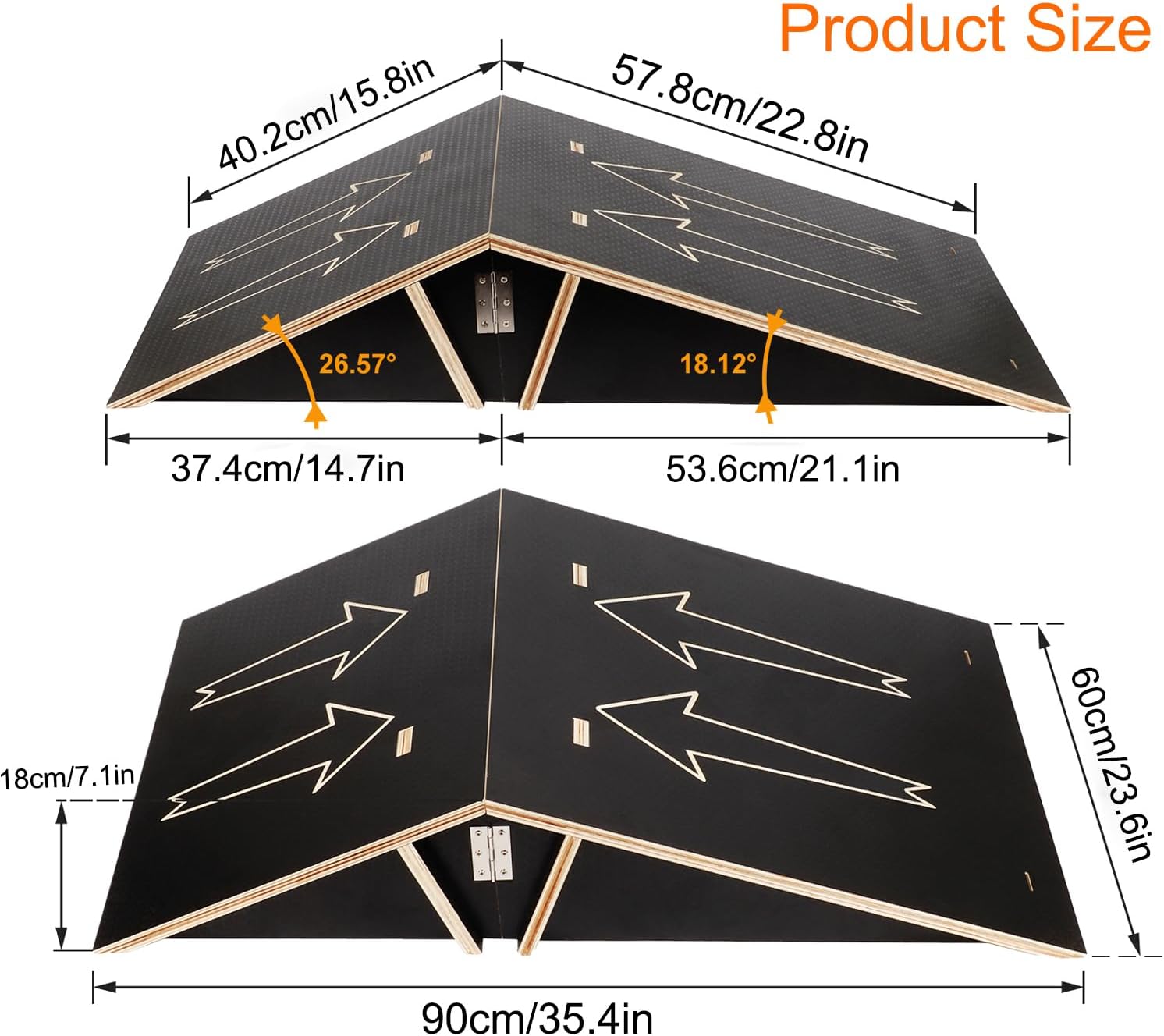 Skateboard Ramp Bike Ramp Double Sided Scooter ramp Skate ramp RC ramp with Carry Rope for Kids Boys Girls Adults Jumping Foldable Jump and Trick Ramp Launch Ramps Skateboard Accessory Black