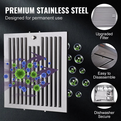 BENTISM 30" 350cfm 3 Speed Wall Mount Range Hood Ductless Kitchen Vent Stainless Steel 6" Round Vent