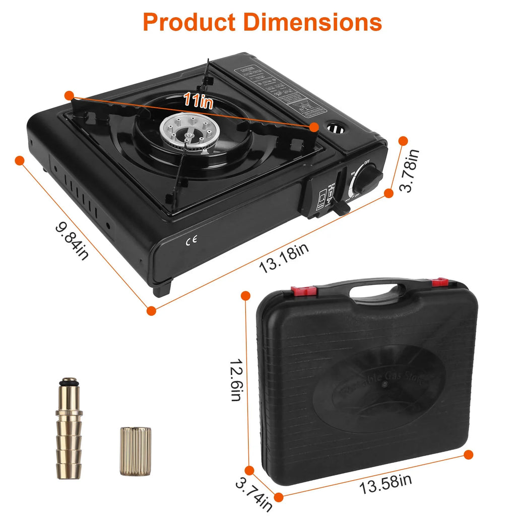 3300W Portable Butane Stove iMounTEK Butane Canister Dual Fuel Burner with Carry Case for Camping Hiking Picnic Fishing BBQ RV