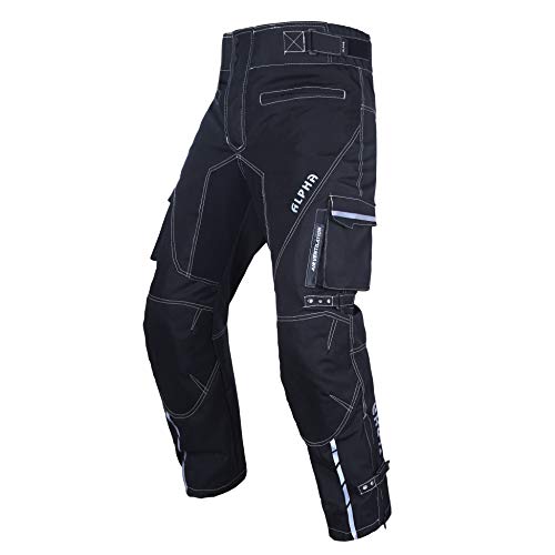 Dirt Bike Motocross Motorcycle pants for men hi Vis armor riding racing dual sports overpants atv mx bmx (BLACK, WAIST 40"-42" INSEAM 34")