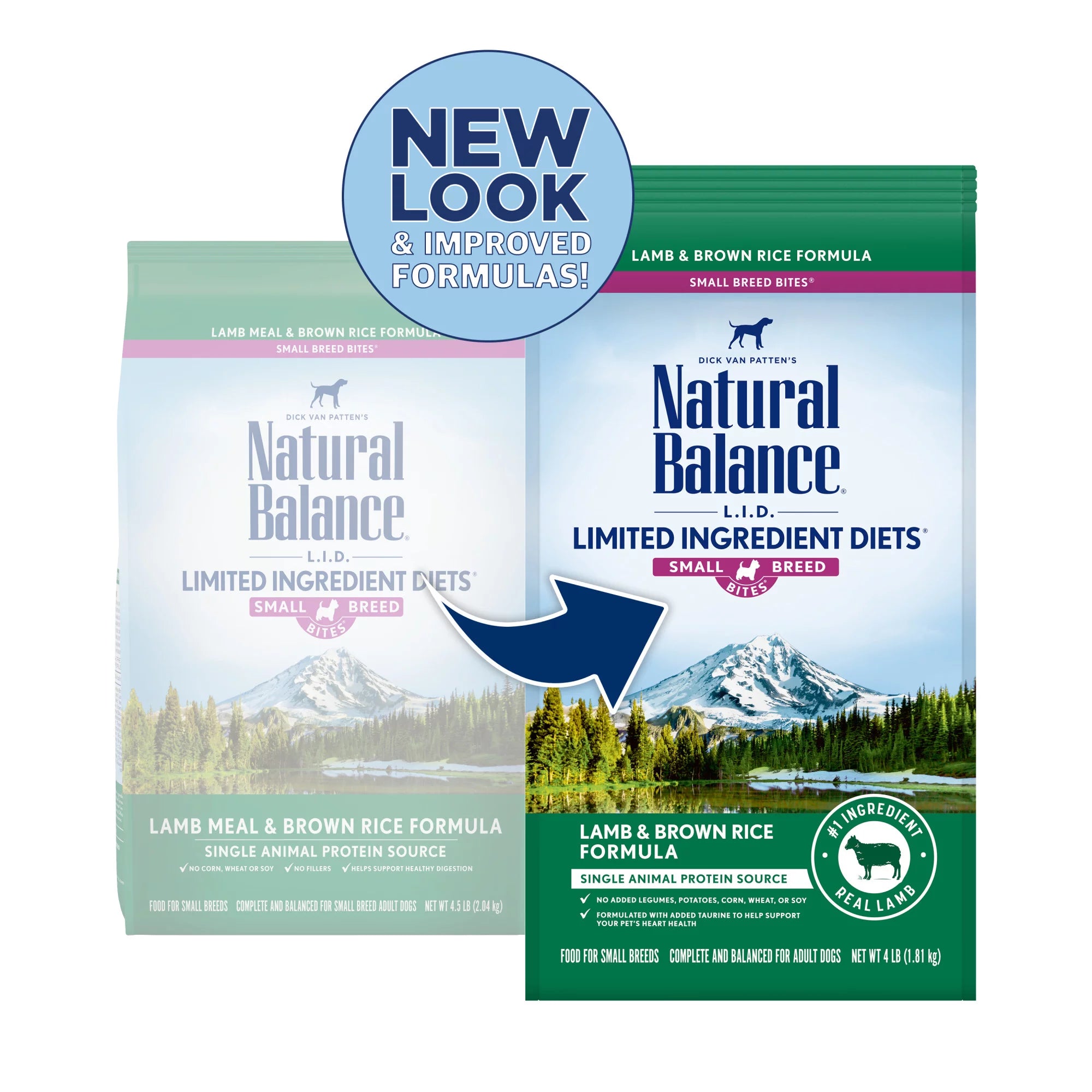 Natural Balance L.I.D. Limited Ingredient Diets Dry Dog Food, 4 Pounds, Lamb & Brown Rice Small Breed Formula
