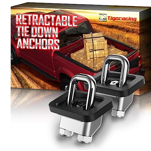 Tie Down Anchors Retractable Truck Bed D Ring Compatible with 2007+ Silverado & Sierra 1500 2500 3500 | 2015+ Colorado & Canyon - 3000LBS Capacity Only Fit SideWall (of 2)