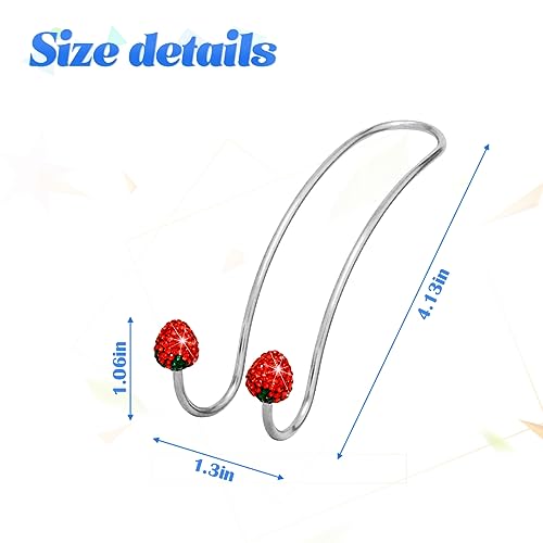 BESULEN Strawberry Car Decor Hooks, 2 Pack Bling Diamond Seat Back Organizers, Auto Headrest Storage Hangers Hooks for Purse Handbag Clothes Grocery, Universal Car Accessories for Women