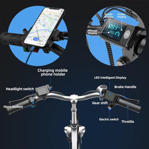 Folding Electric Bike for Adults, 750W Motor(1000W Peak),30MPH, 60Mile,48V 12.8AH/15AH/20AH Battery,20" Fat Tire Foldable Electric Bicycle,Commuter Beach Snow E-Bikes,7-Speed…