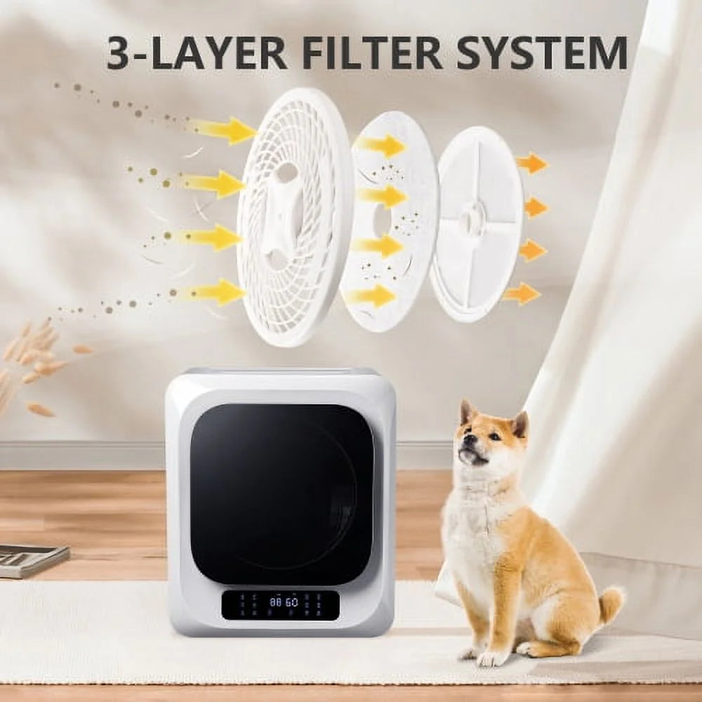 Portable Mini Clothes Dryer, 850W Electric Dryer, UV Sterilizaiton Tumble Dryer with Digital Touch Panel, White