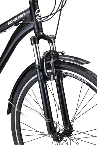 Schwinn Discover Adult Hybrid Bike for Men and Women, 700c Wheels, 21-Speeds, Step-Through or Step-Over Frame, Front and Rear Fenders, Rear Cargo Rack