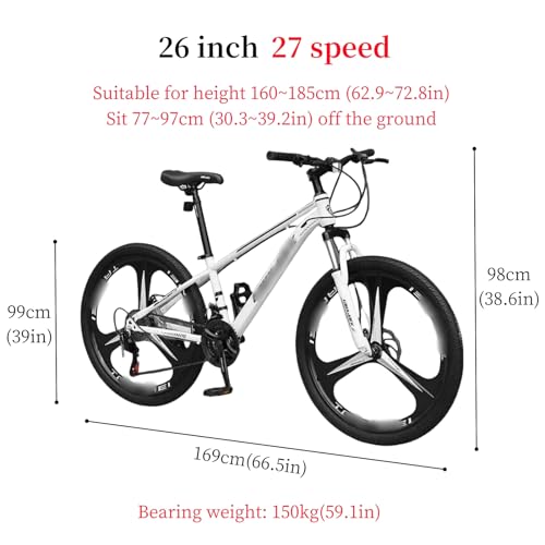 ORNDYDM 26 inch Bike for Kids, Freestyle Kids Mountain Bike Dual Disc Brakes, 24 Speeds Adjustable Kids Bicycles, Boys Bike Riders Over 15 Years Old, Strong Carbon Steel Frame