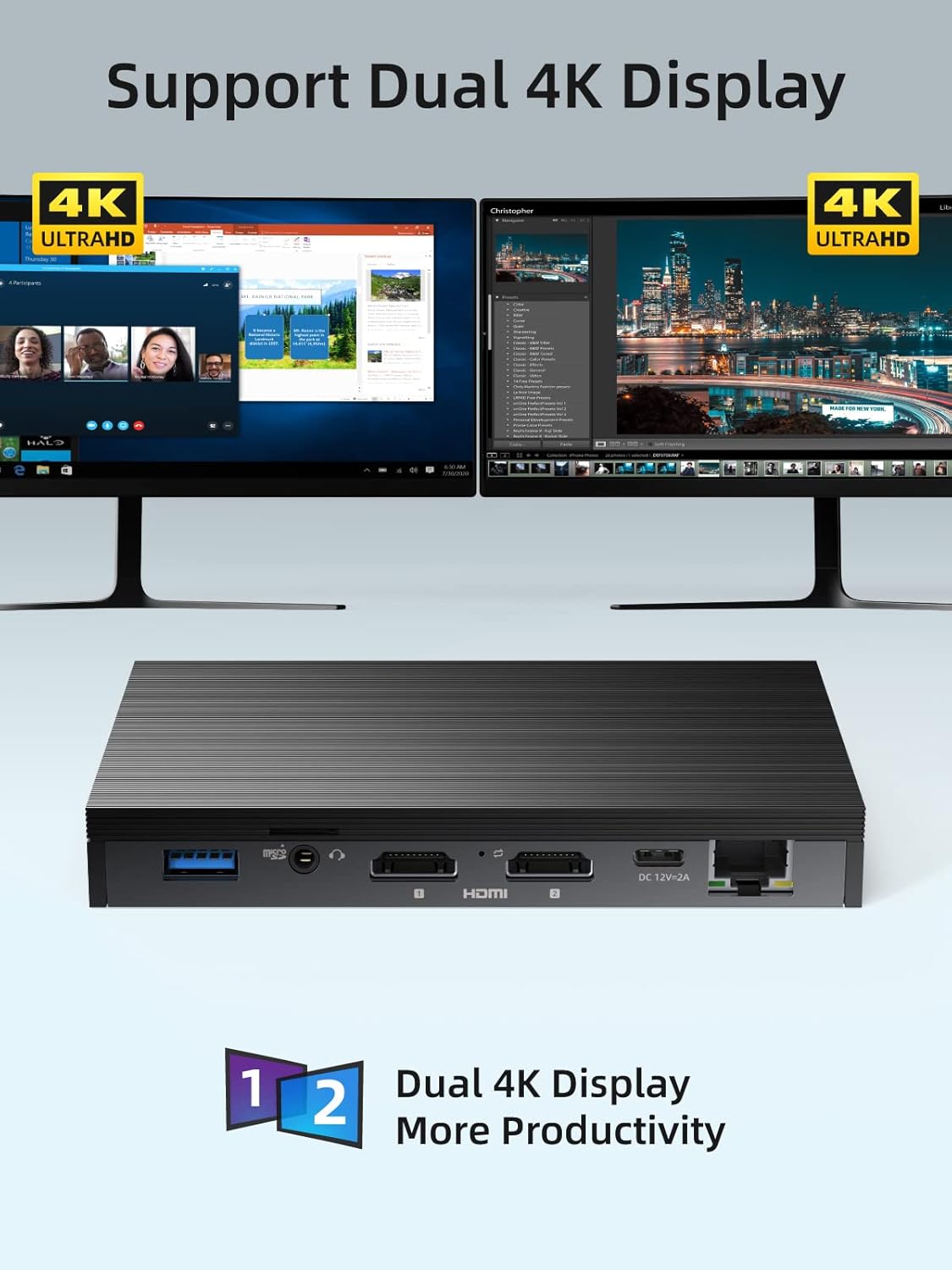 MeLE Mini PC Quieter2Q Fanless Windows 11 Pro Portable Desktop Micro Computer J4125 8G 128GB 4K Dual HDMI Gigabit Ethernet Small Form Factor pc for Home Office School Business Media Industry IoT Etc.
