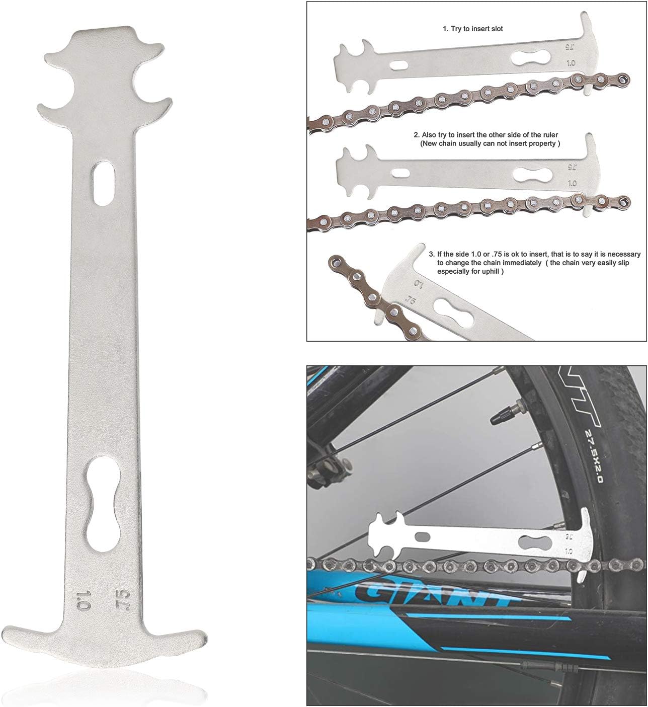 Bike Repair Chain Tool Set, Bike Chain Tool+ Chain Checker+ Bike Link Plier +3 Pairs Bicycle Missing Link for 7 8 9 10 Speed Chain