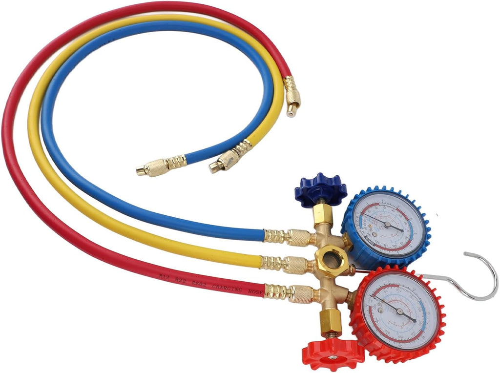 AC Diagnostic Manifold Gauge R22 R12 R404 R134 Double Head Anti Shock Vacuum Pressure AC Gauge Set