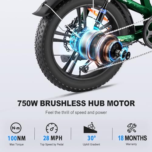 FREESKY 1200W Motor 48V 20Ah Removable Battery with Samsung Cells Full Suspension,29MPH+ Up to 90 Miles Step-Thru Folding Electric Bike for Adults, 20'' Fat Tire Dual Hydraulic Brakes Electric Bicycle