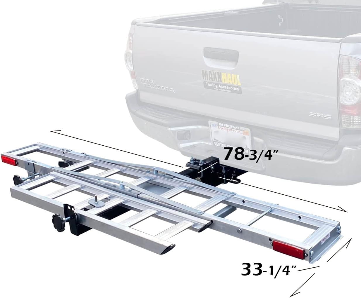 MaxxHaul 50711 Hitch Mounted Aluminum Motorcycle Dirt Bike Carrier with Ramp 400 Lbs Capacity