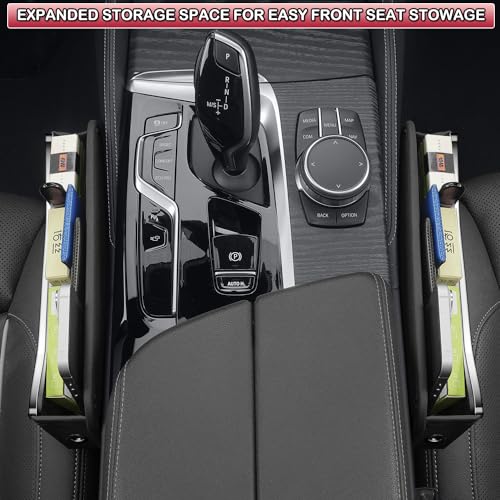 HOLDCY Car Seat Gap Filler Organizer - Leather Console Side Pocket Seat Storage - Stylish and Practical Car Accessories for Cars,SUV,Truck