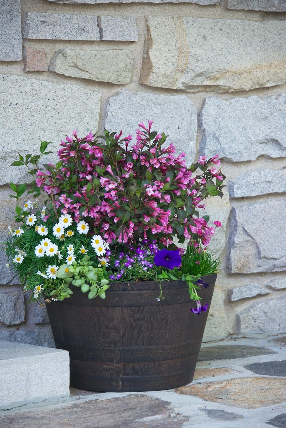 Southern Patio 20.5" Resin Whiskey Barrel Planter, Kentucky Walnut Brown