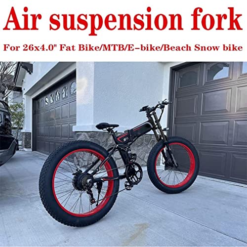 ARBOEE 26 Inch Bike Suspension Forks 4.0 Fat Bike Straight Front Fork Downhill Mountain Bike Double Shoulder 1-1/8 Disc Brake Air Fork QR 140mm Travel Snow Beach E-Bike BMX 2850g