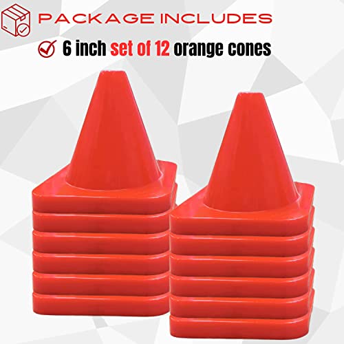 Versatyle 12in / 9in / 6in / 2in Set of 12 Heavy Duty Agility Training Cones for Sports & Kids, KamelKone Flexible Heavy Duty Cones for Bikes, Motorcycle Traffic, Soccer Drills Coaching & Field Marker