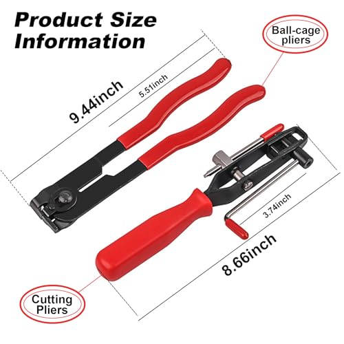 Dickno 2 PCS CV Joint Boot Clamp Pliers, Heavy Duty Automotive Clamp Pliers Kit with CV Boot Clamps, Universal Ear CV Axle Boot Clamp Pliers, Vehicle Repair Tool for Car ATV UTV
