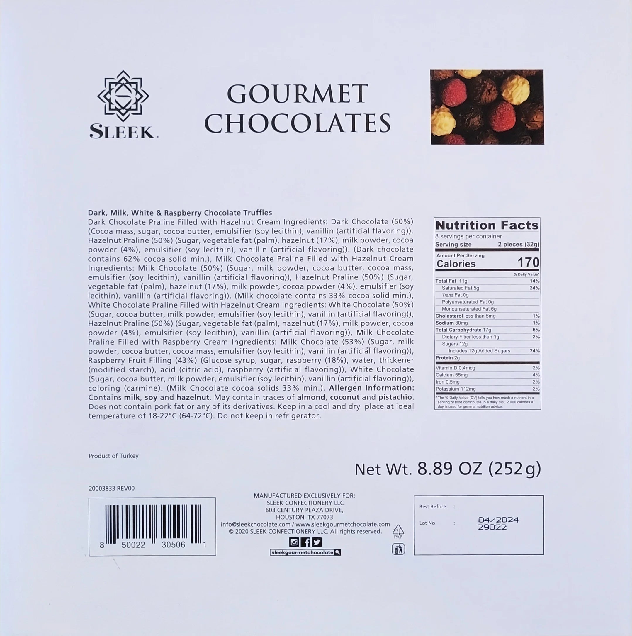 Sleek Assorted Dessert Truffle Tiffany Box, 252g