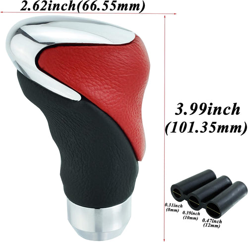 Abfer Knob Shifter Car Shifting Gear Stick Head Replacement Leather Shift Knob for Most Manual Vehicles, Red