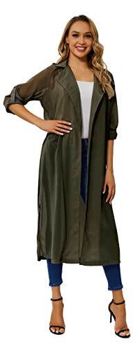 Begonia.K Women's Long Sleeve Chiffon Lightweight Maxi Sheer Duster Cardigan
