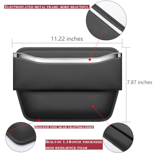 HOLDCY Car Seat Gap Filler Organizer - Leather Console Side Pocket Seat Storage - Stylish and Practical Car Accessories for Cars,SUV,Truck