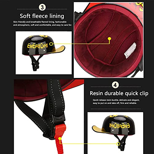 Baseball Motorcycle Helmet Half Cap for Bike Cruiser Chopper Moped Scooter- DOT Approved