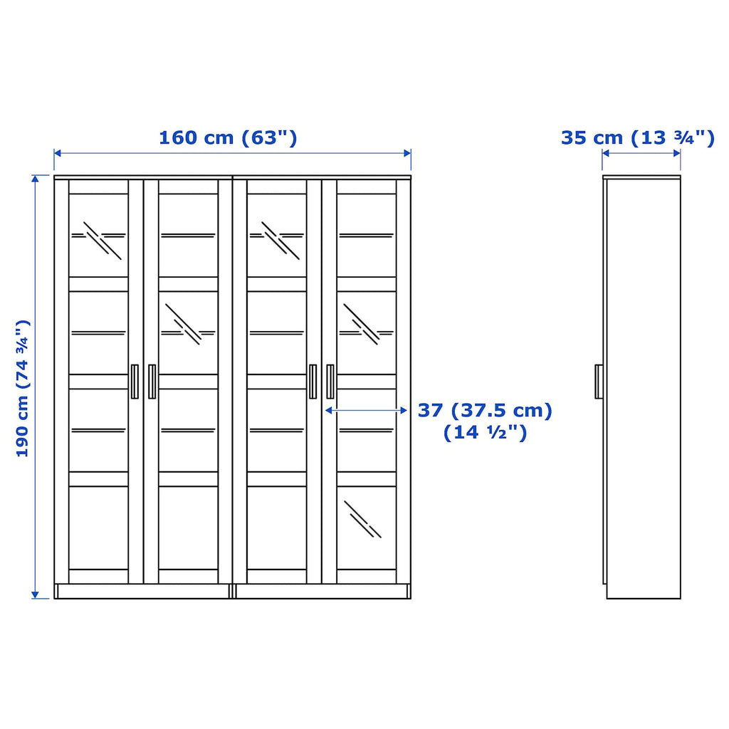 IKEA - BRIMNES Storage Combination w/Glass Doors, Gray, 63x13 3/4x74 3/4 09324019